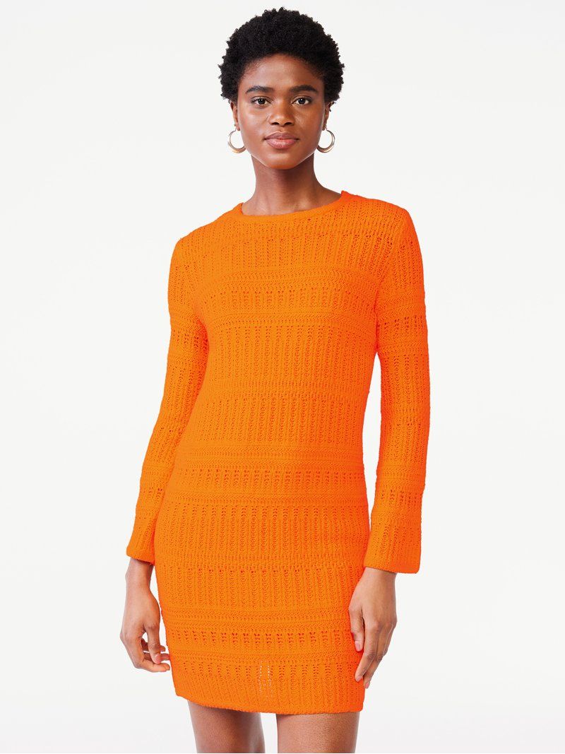 Scoop Women’s Loose Fit Crochet Dress, Above Knee Length | Walmart (US)