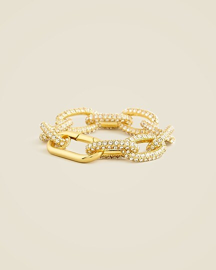 Chainlink bracelet with pav&eacute; crystals | J. Crew US