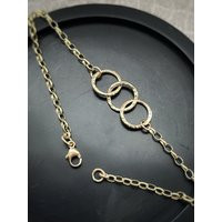 Solid 9Ct Gold Hammered Heavy Chain 3 Interlocking Yellow Hoop Bracelet, Modern Handmade Unique Circle Geometric Round Contemporary | Etsy (US)