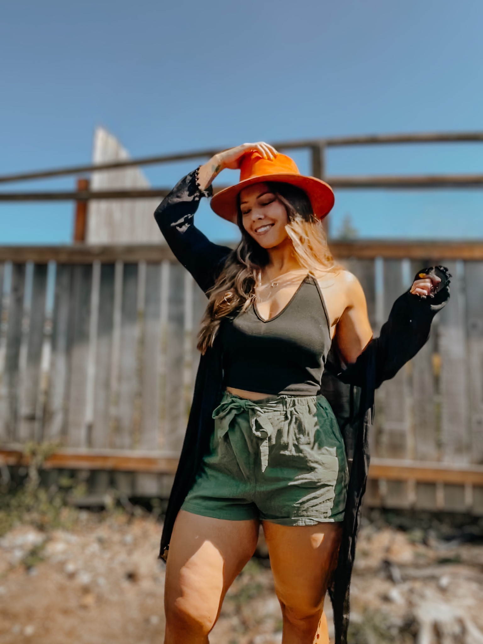 Cowboy hat, boho, boho style, paperbag shorts, halter top, cropped top, summer outfits

#LTKSeasonal #LTKunder50 #LTKunder100