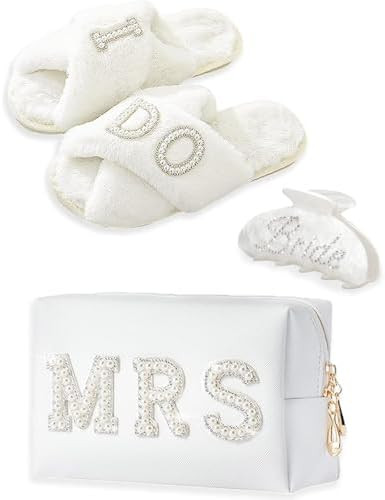 Bride To Be Gifts - Bridal Shower Gifts & Wedding Gifts for Bride - Gift Set: Makeup Bag, Slipper... | Amazon (US)