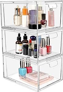 Yes!Fresh Drawer Organizer Stackable Cosmetic Desk Organizer with Removable Interior Partitions f... | Amazon (US)