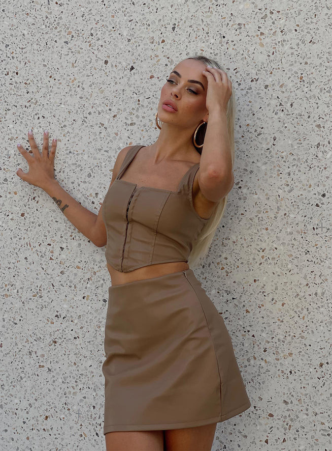 Martha Mini Skirt Brown | Princess Polly US