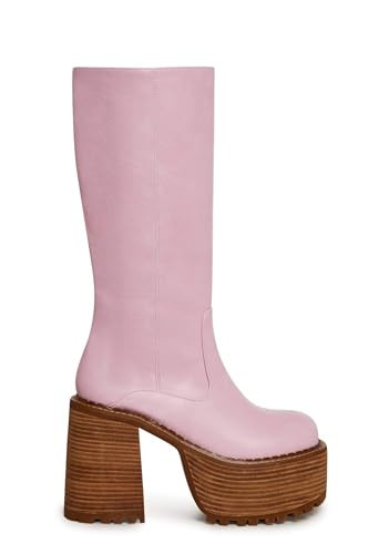 Dolls Kill Vintage Soul Knee High Boots by Sugar Thrillz – Women’s Vegan Leather Platform Boots with Block Heels, Pink, 5 | Amazon (US)