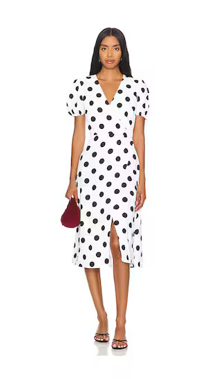 Devyn Wrap Dress in Black & White Spot | Revolve Clothing (Global)
