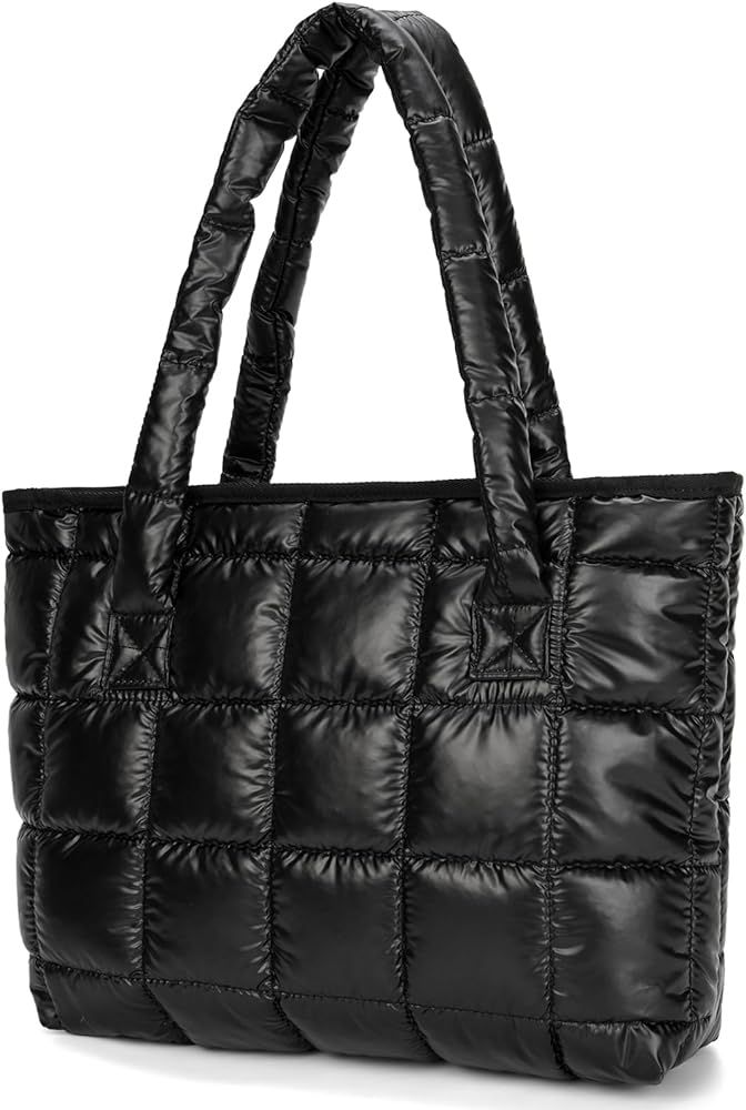 Puffer Tote Bag Lightweight Quilted Puffy Tote Bag Soft Down Cotton Padded Shoulder Bag Quilted B... | Amazon (US)
