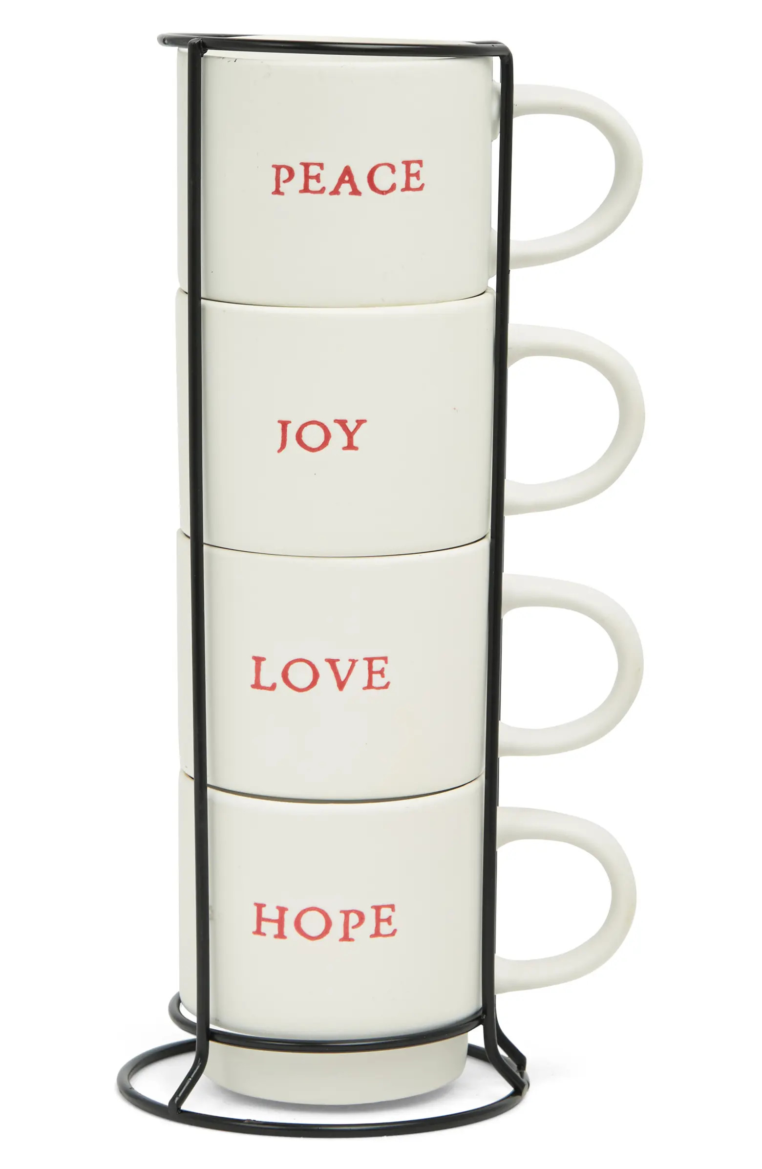 AZZURE HOME Holiday Text Stacking Mugs - Set of 4 | Nordstromrack | Nordstrom Rack
