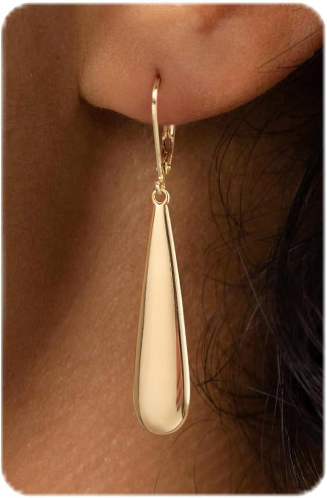 Dangle Earrings for Women, 14K Gold Plated/Sterling Silver Leverback Drop Earrings Hypoallergenic Leverback Dangle Jewelry Gift for Women | Amazon (US)