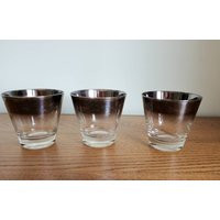 Set Of 3 Vintage Silver Ombre Tumblers Low Ball Whiskey Glasses Beer Tasting | Etsy (US)