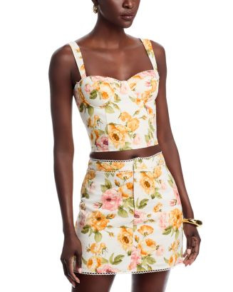 AQUA Floral Print Bustier Top - Exclusive  | Bloomingdale's Women | Bloomingdale's (US)