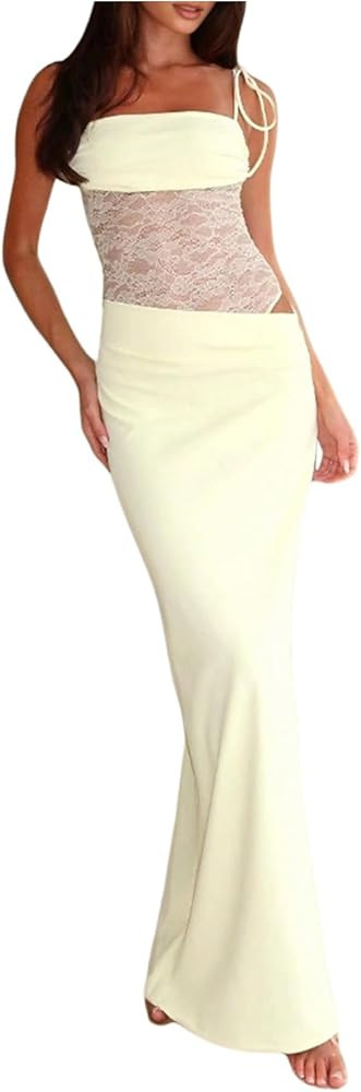 GORGLITTER Women's Lace Cut Out Bodycon Maxi Dresses Sleeveless Summer Hawaiian Prom Graduation F... | Amazon (US)