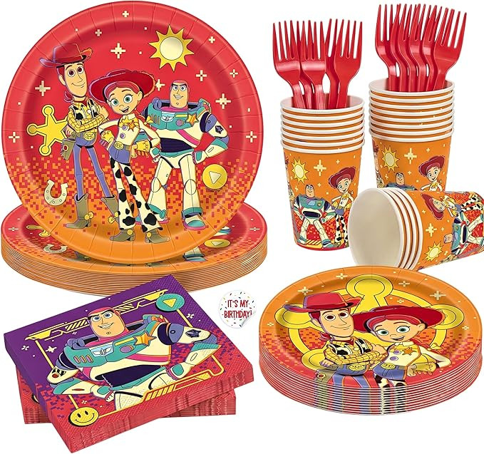 Toy Story Birthday Decorations for Party | Toy Story Plates and Napkins, Cups, Forks for 16 | Off... | Amazon (US)