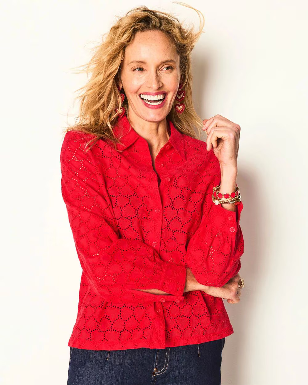 Heart Eyelet Button Down Shirt | Chico's