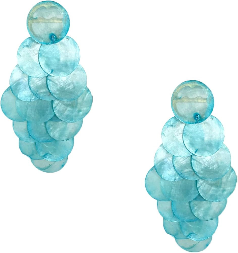 Collection Ula Frosted Glass Cascading Drop Earrings, Aqua | Amazon (US)
