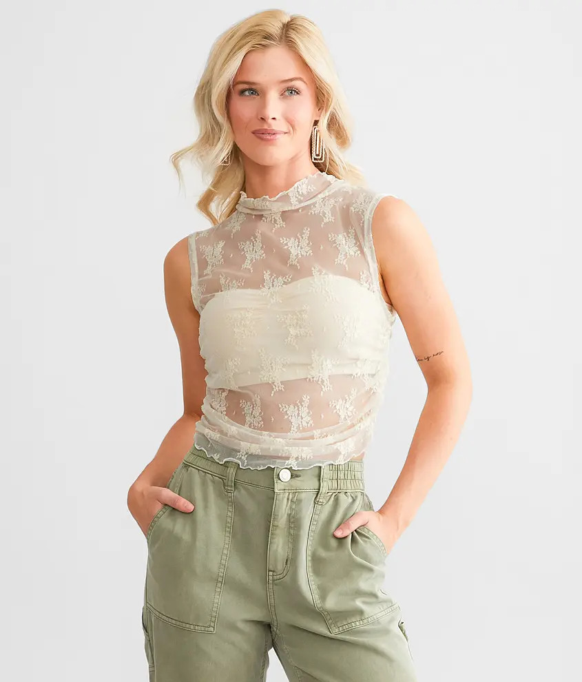 Nice Try Floral Lace Tank Top | Buckle