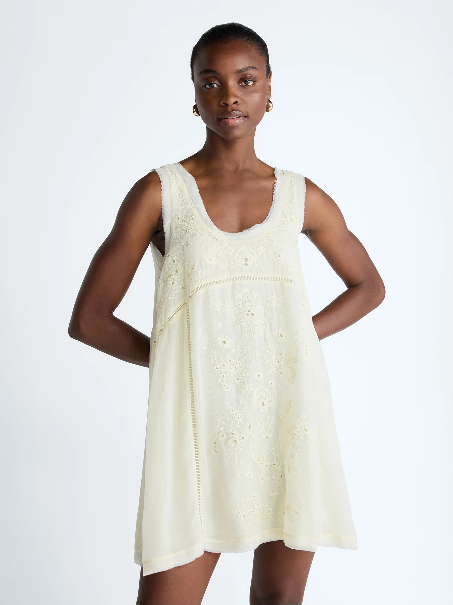 Scoop Women's and Women's Plus Embroidered Mini Dress, Sizes XS-4X | Walmart (US)