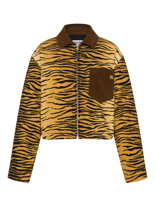 MOSCHINO JEANS animal-pattern Jacket | Brown | FARFETCH | Farfetch Global