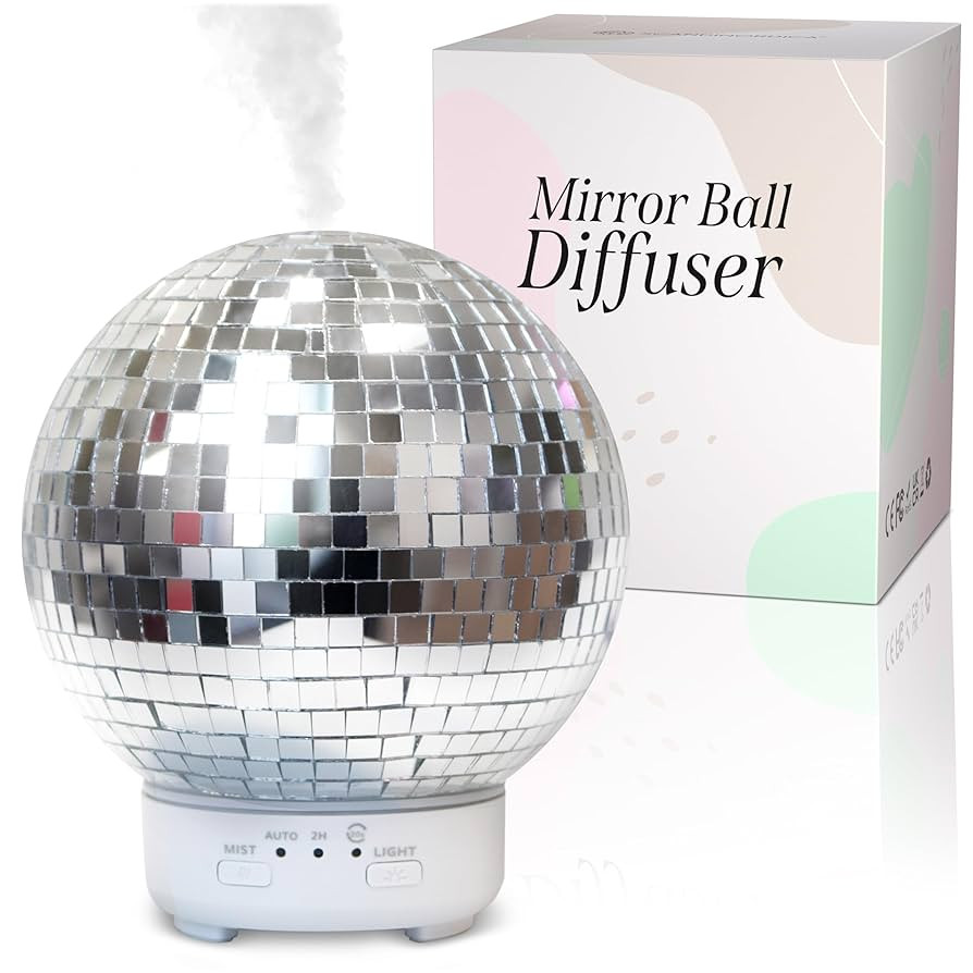 Mirror Ball Diffuser – Reflective Disco Ball Essential Oil Diffuser Spinning with 14 Color-Chan... | Amazon (US)
