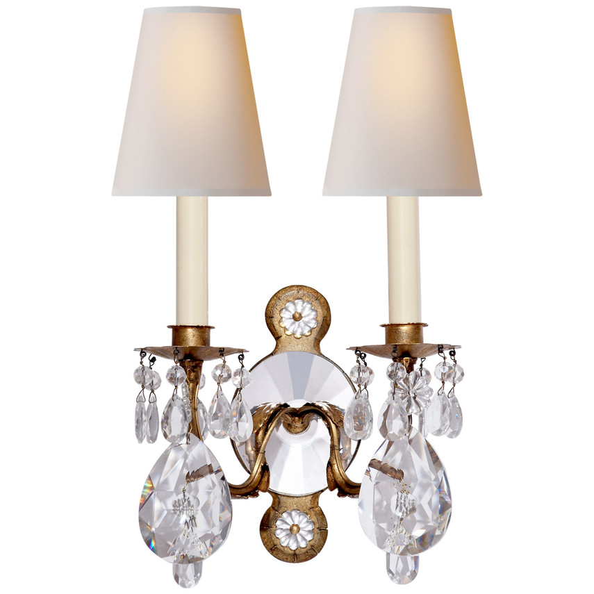 Yves Crystal Double Arm Sconce | Visual Comfort
