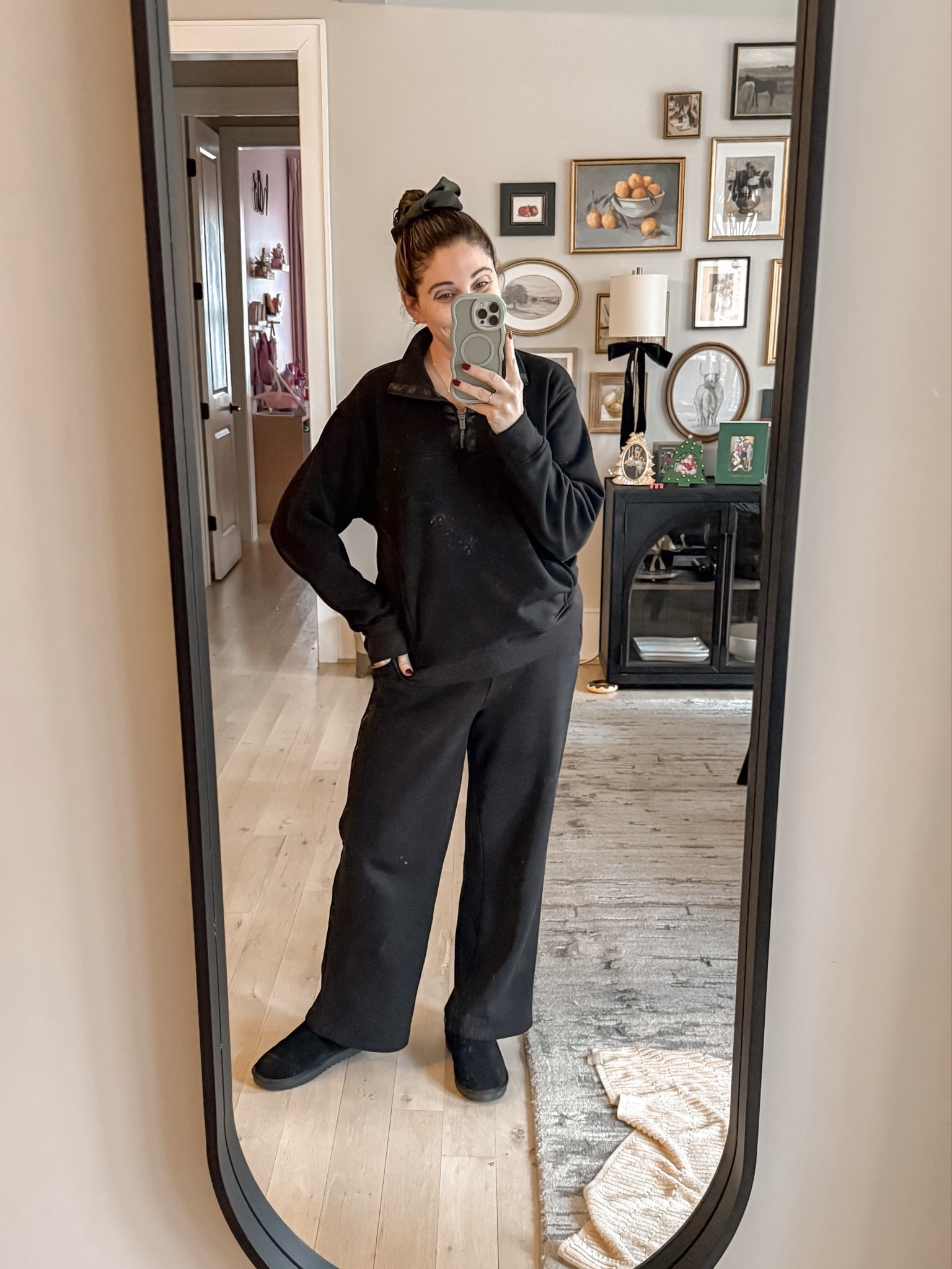 Another cold day, another sweat set. I literally lived in these over winter break. This one from Walmart has the best satin ribbon detail on the quarter zipper and the side of the pants
Top L / Pants M / Slides tts

#LTKMidsize #LTKFindsUnder50 #LTKootd