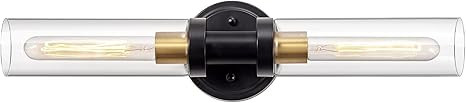 Bathroom Sconces Wall Lighting W/ Clear Glass, 2-Light Bathroom Vanity Light Fixtures, Modern Wal... | Amazon (US)