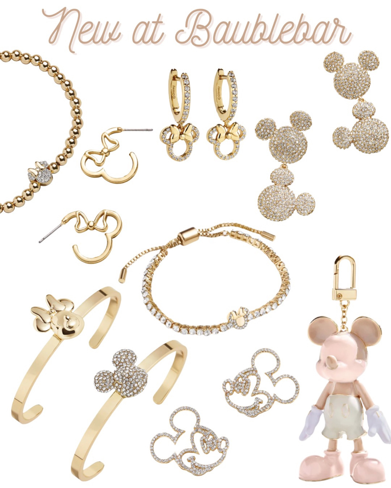 New Disney Jewelry at Baublebar 🐭 Mickey Mouse earrings, Minnie Mouse earrings, Mickey Mouse bracelet, Minnie Mouse bracelet, gold jewelry, costume jewelry, Disney bag charm, tennis bracelet, gold beaded bracelet 

#LTKfamily #LTKunder100 #LTKFind