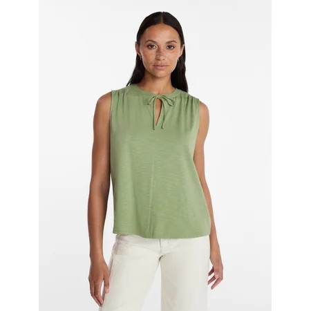 Time and Tru Women’s Tie Front Sleeveless Top, Sizes XS-XXXL | Walmart (US)