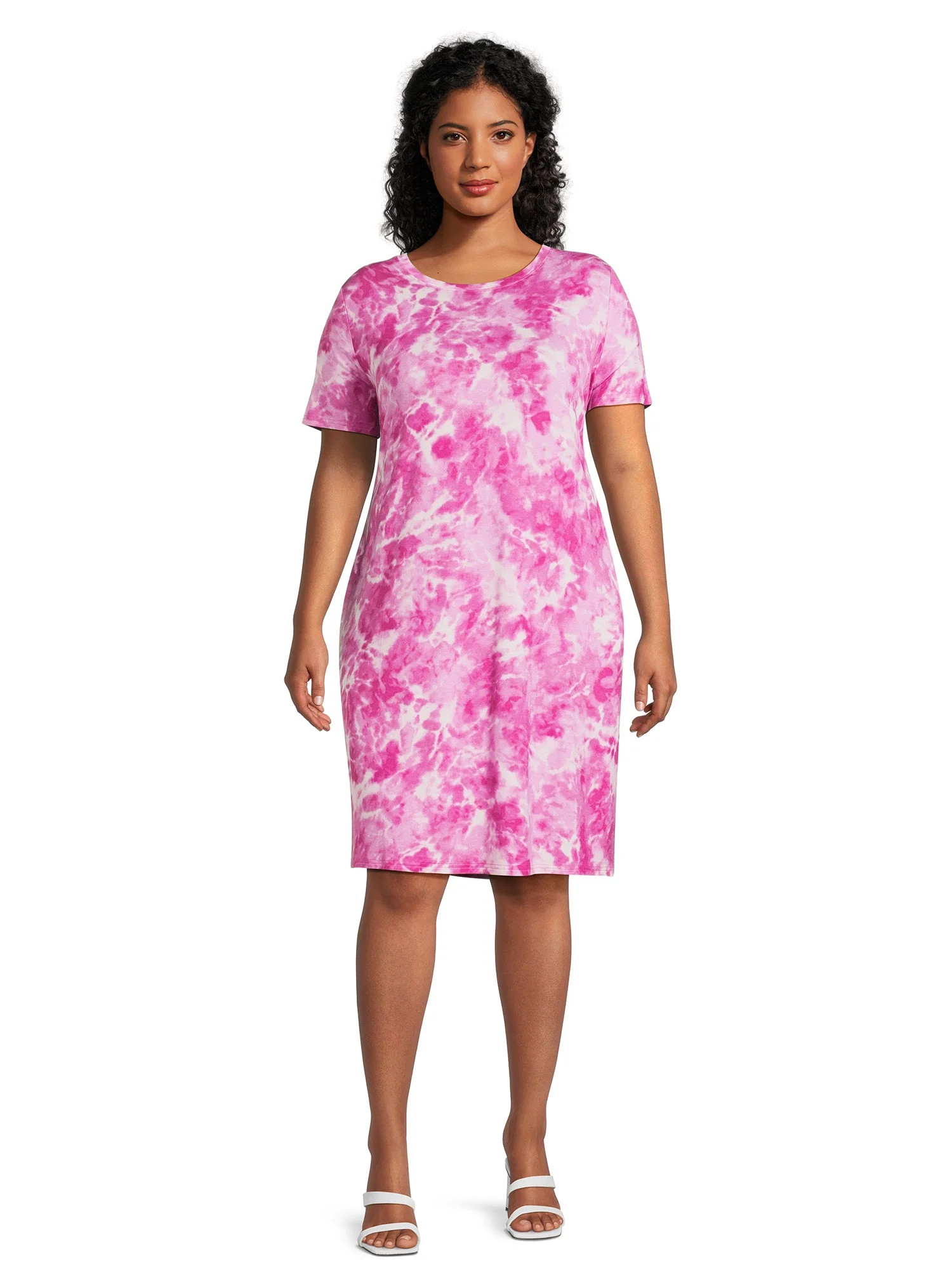 Terra & Sky Women’s Plus Size T-Shirt Dress with Short Sleeves - Walmart.com | Walmart (US)