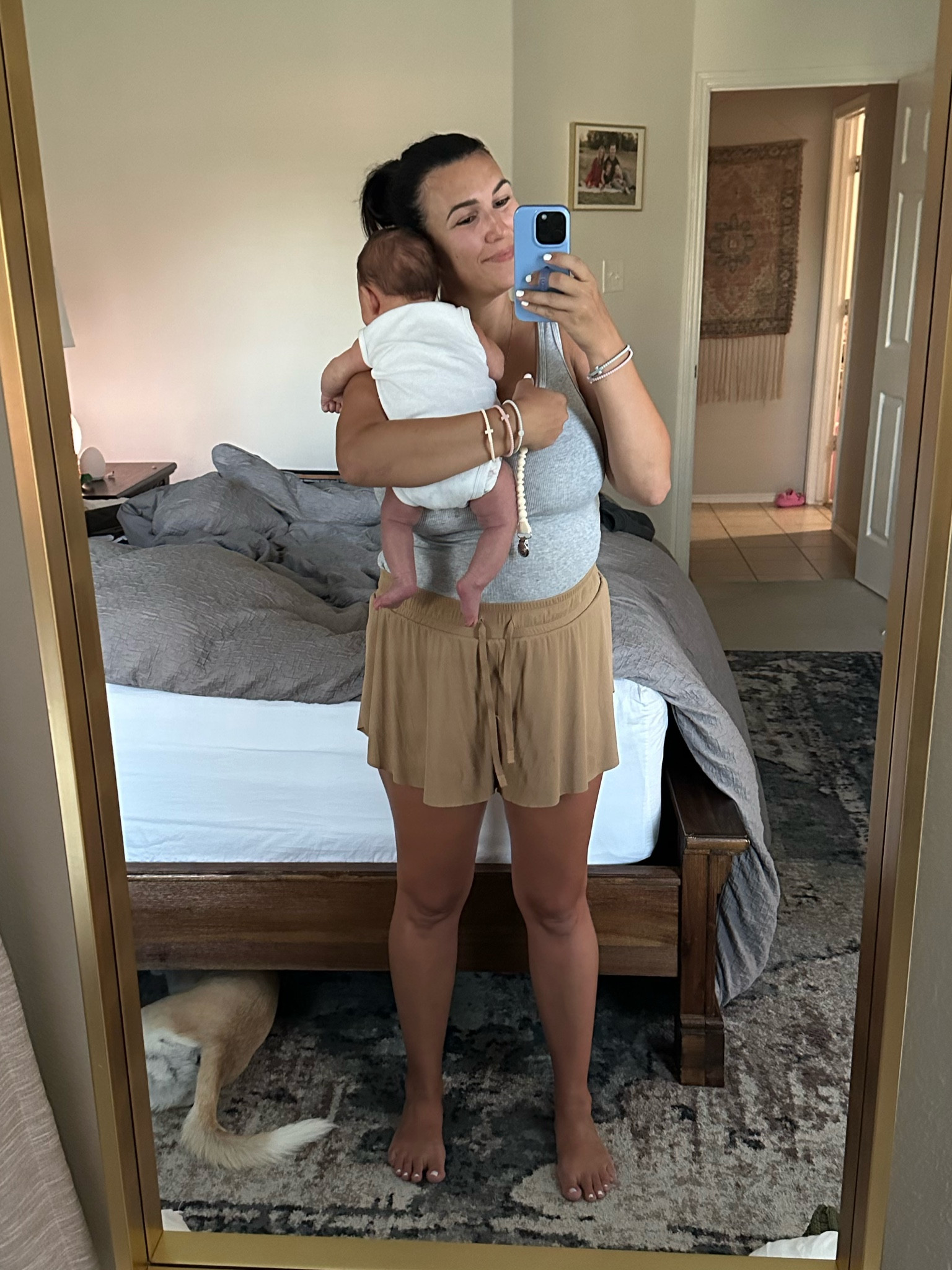 Postpartum outfit 👇🏼

Walmart tank: wearing a medium 
Walmart bra: so easy and comfy! I wear a large! 
Target shorts: love the coverage - wearing a large
Jesus bracelets: available on Amazon! 

#LTKunder50 #LTKunder100 #LTKSeasonal