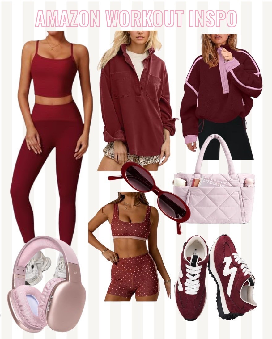 Amazon workout finds. ✨🫶🏼 LOVE the burgundy and pink  

#LTKfitnessgoals #LTKActive