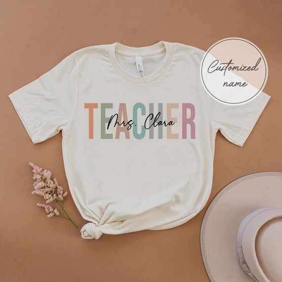 Customized Name Teacher Shirt, Elementary Teacher Shirt, Kindergarten Teacher Shirt,  Cute Teache... | Etsy (US)