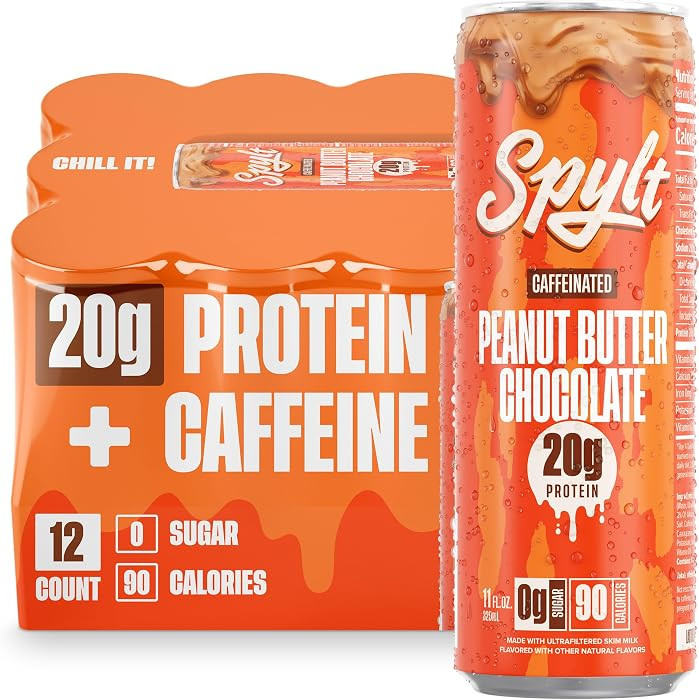 Spylt High Protein Peanut Butter Chocolate Milk with 60mg Caffeine & 20g Protein - 90 Calories, R... | Amazon (US)