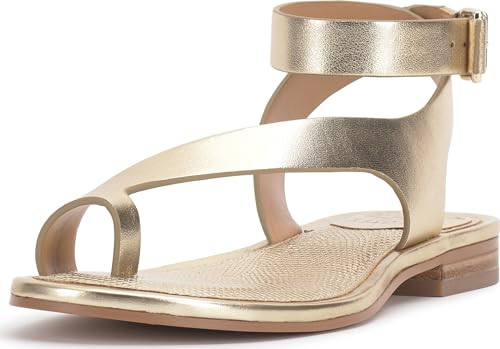 Vince Camuto Women's Liba Toe Loop Wrap Flat Sandal, Egyptian Gold, 6 | Amazon (US)