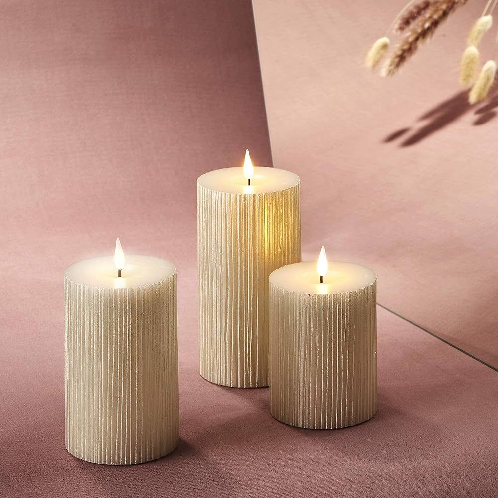 LampLust Realistic Flameless Candles with Remote - 3D Flickering Flame with Wick, 3 Inch Diameter... | Amazon (US)