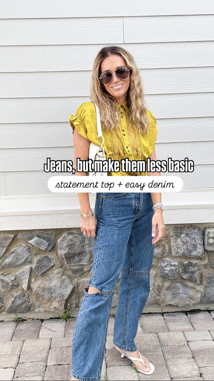 The jeans that have designer denim feel without the designer price tag + a statement top that does all the work 💛

Top XXS petite. Denim size 24. Shoes are true to size. 

#momstyle #denimstyle #coolmom #ltkstyletip #ootd