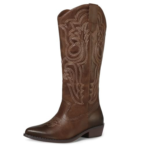 mysoft Cowboy Boots for Women Mid Calf Western Cowgirl Country Shoes | Amazon (US)