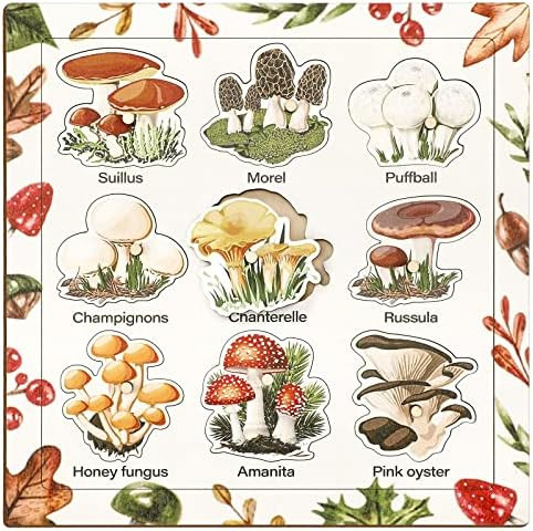 Mushroom Wooden Jigsaw Puzzles with Knobs Educational Learning Stem Toys Thanksgiving Montessori ... | Amazon (US)
