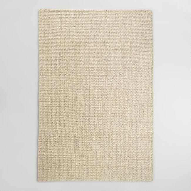 Bleached Ivory Basket Weave Jute Rug | World Market