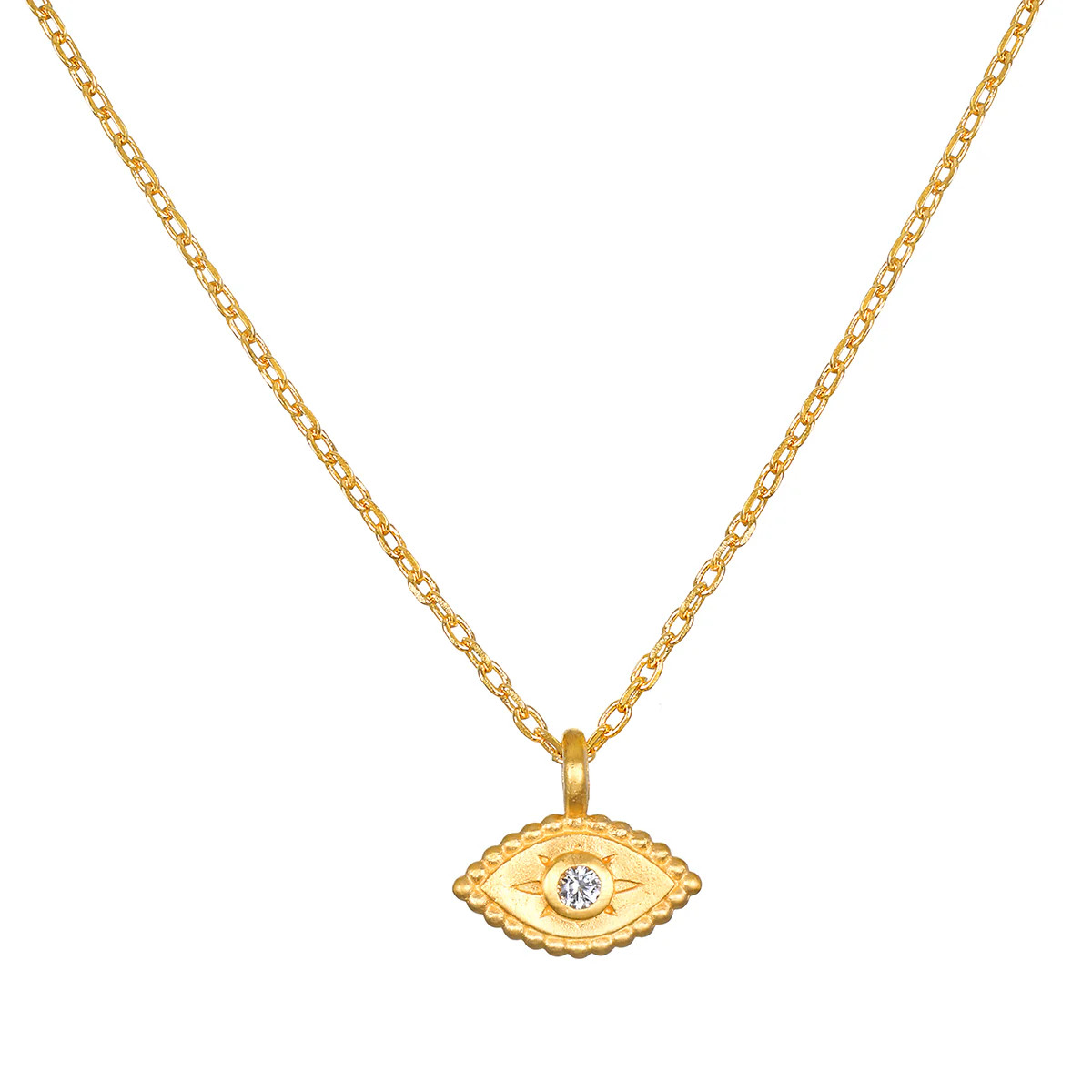 Shielded Spirit White Topaz Evil Eye Necklace | Satya Jewelry