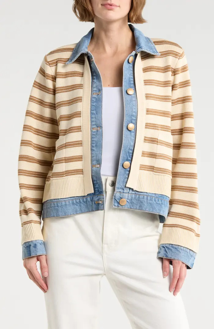 Stripe Mixed Media Jacket | Nordstrom Rack