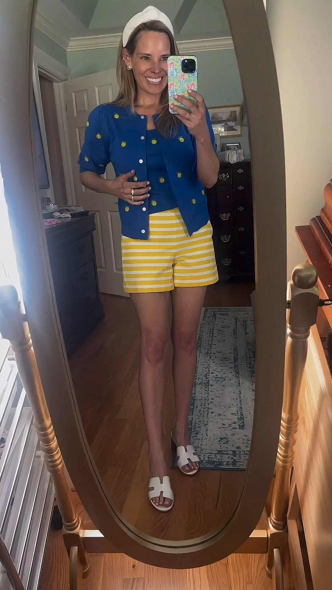 When life gives you lemons… wear them! 🍋💙
This cheerful little combo is giving fruit-forward fashion in the best way! The lemon-embroidered cardigan 🍋 and matching cami are sold separately, but they pair perfectly for a polished yet playful spring look. The vibrant royal blue hue makes the 🍋 pop, and the soft knit is both comfy and flattering!

I styled mine with yellow + white striped shorts ☀️ for a coastal-preppy feel, white slide sandals 👡, and a classic woven headband 👑 — summer-ready and effortless!

Details:
• 🍋 Cardigan & cami sold separately – both embroidered with the cutest lemons
• 💙 Stretchy, ribbed knit cami for a comfy, flattering fit
• 🍋 Button-up cardigan with puff sleeves adds structure + sweetness
• ☀️ Paired with yellow striped shorts for a fun color mix
• 👡 Finished with white sandals and pearl studs for a polished look

Perfect for:
🍋 Brunch dates • ☀️ Weekend strolls • 🌴 Vacay packing • 🛍️ Summer shopping days

lemon embroidered cardigan, citrus cardigan outfit, matching cami set, blue lemon top, preppy fruit fashion, yellow stripe shorts, coastal summer outfit, spring knit layering, cheerful summer look

• Lemons that lift your mood 🍋✨
• Sunny stripes = instant happiness ☀️
• Layered lemon looks are always in season 💙🍋
• Head-to-toe happy vibes 👡👑
• Catch me smiling and sparkling in this look! ✨

Everything’s linked on my LTK — sweet as summer and ready to shop!


#LTKFindsUnder50 #LTKFindsUnder100 #LTKWatchNow