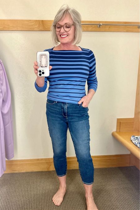 Talbots square neck stripe tee size S, cropped jeggings size S.

#fashion #fashionover50 #fashionover60 #springfashion #springoutfit #talbots #talbotsfashion #talbotsspringfashion #stripes #jeggings #crops

#LTKover40 #LTKSeasonal #LTKstyletip