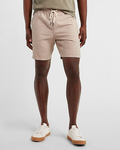 Solid Linen-Blend Short | Express