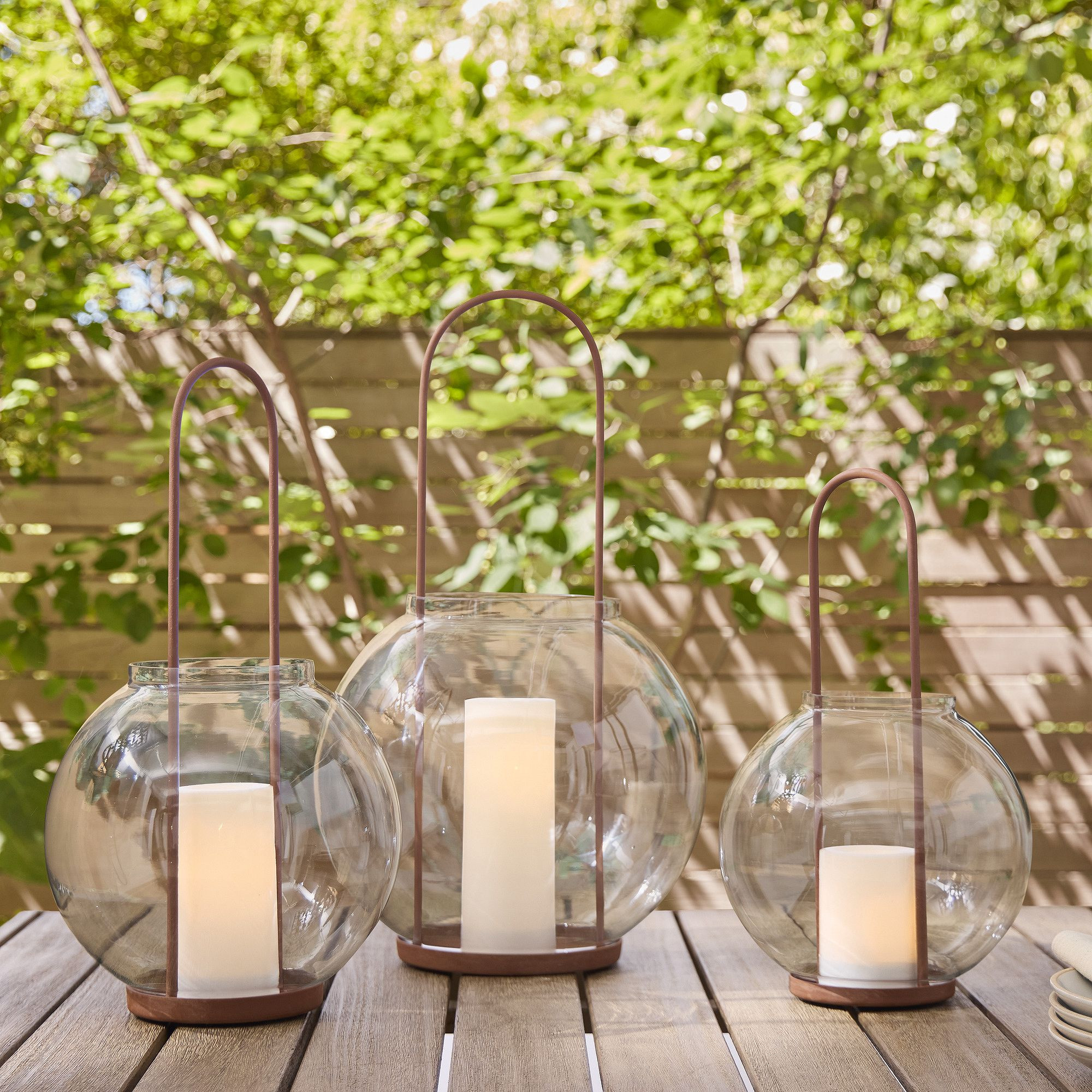 Metal &amp; Glass Globe Lanterns | West Elm (US)