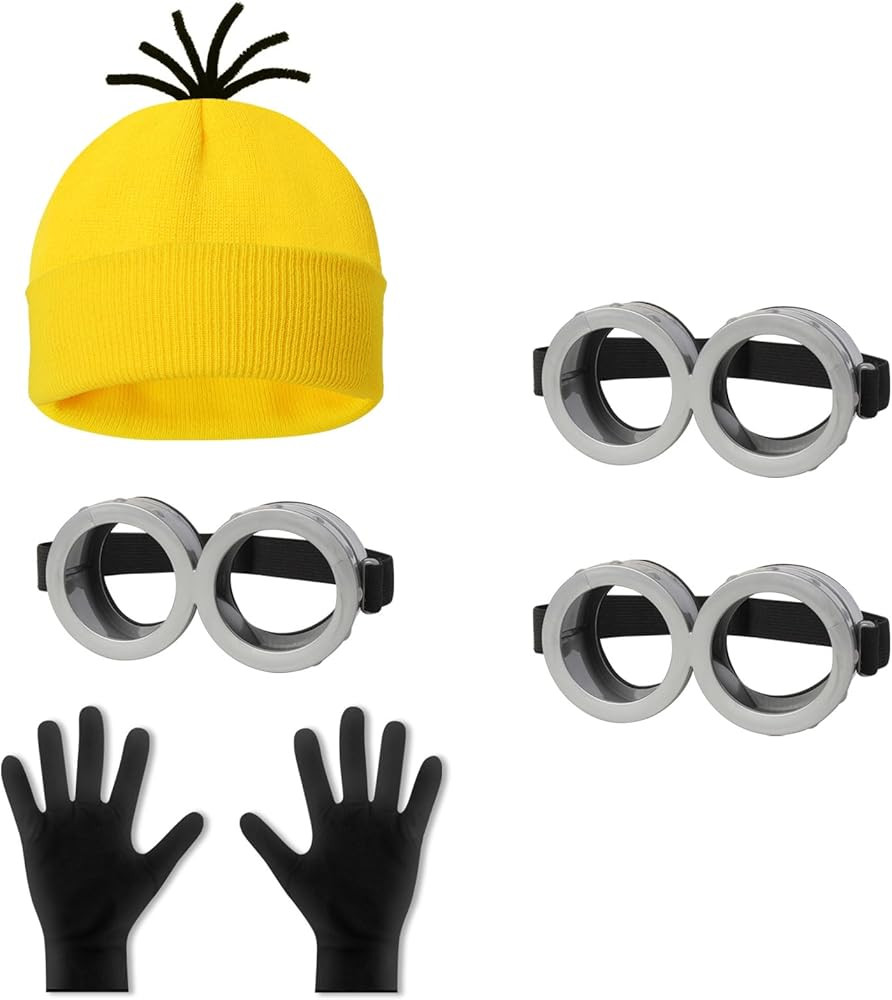 Halloween Costume Accessories Adult,Goggles Glasses/Yellow Beanie/Gloves for Men Women Cosplay Pa... | Amazon (US)
