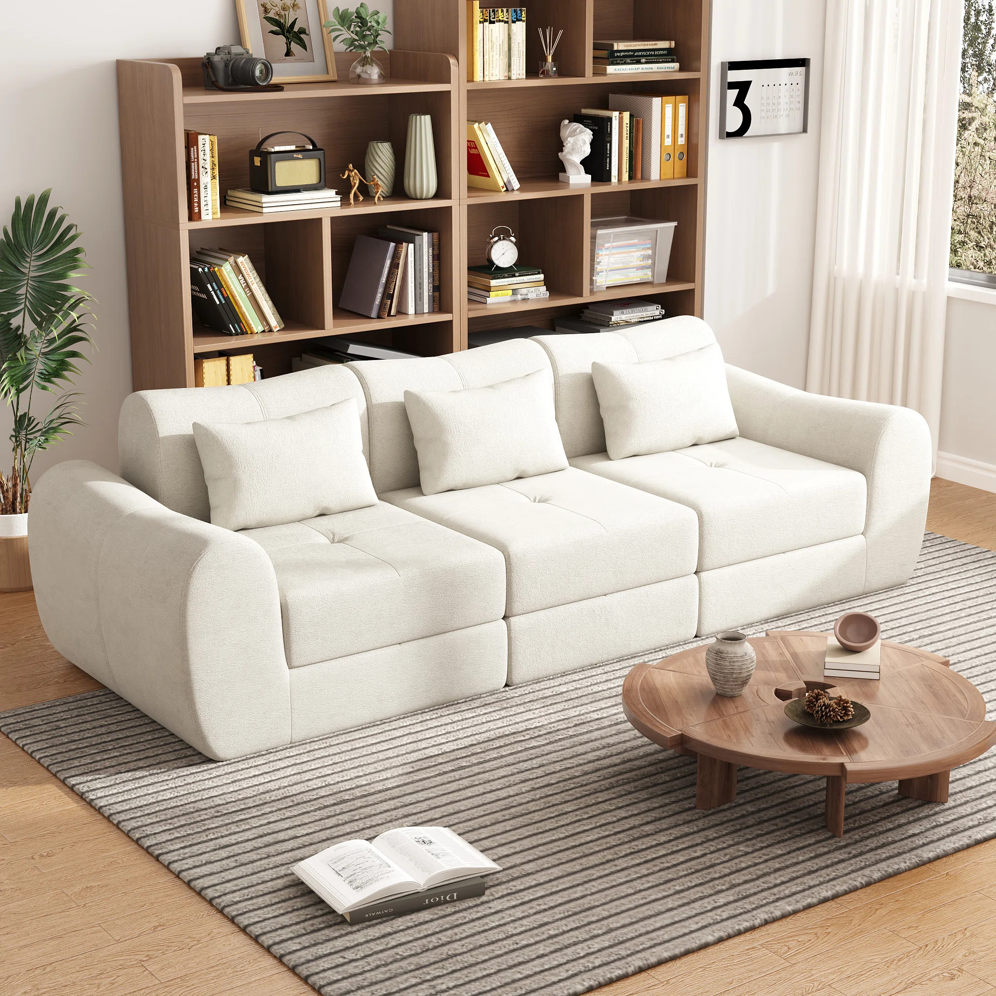 Ebern Designs 102" Compression Boneless Sleeper Sofa, Convertible Folding Cloud Couch with 3 Pill... | Wayfair North America