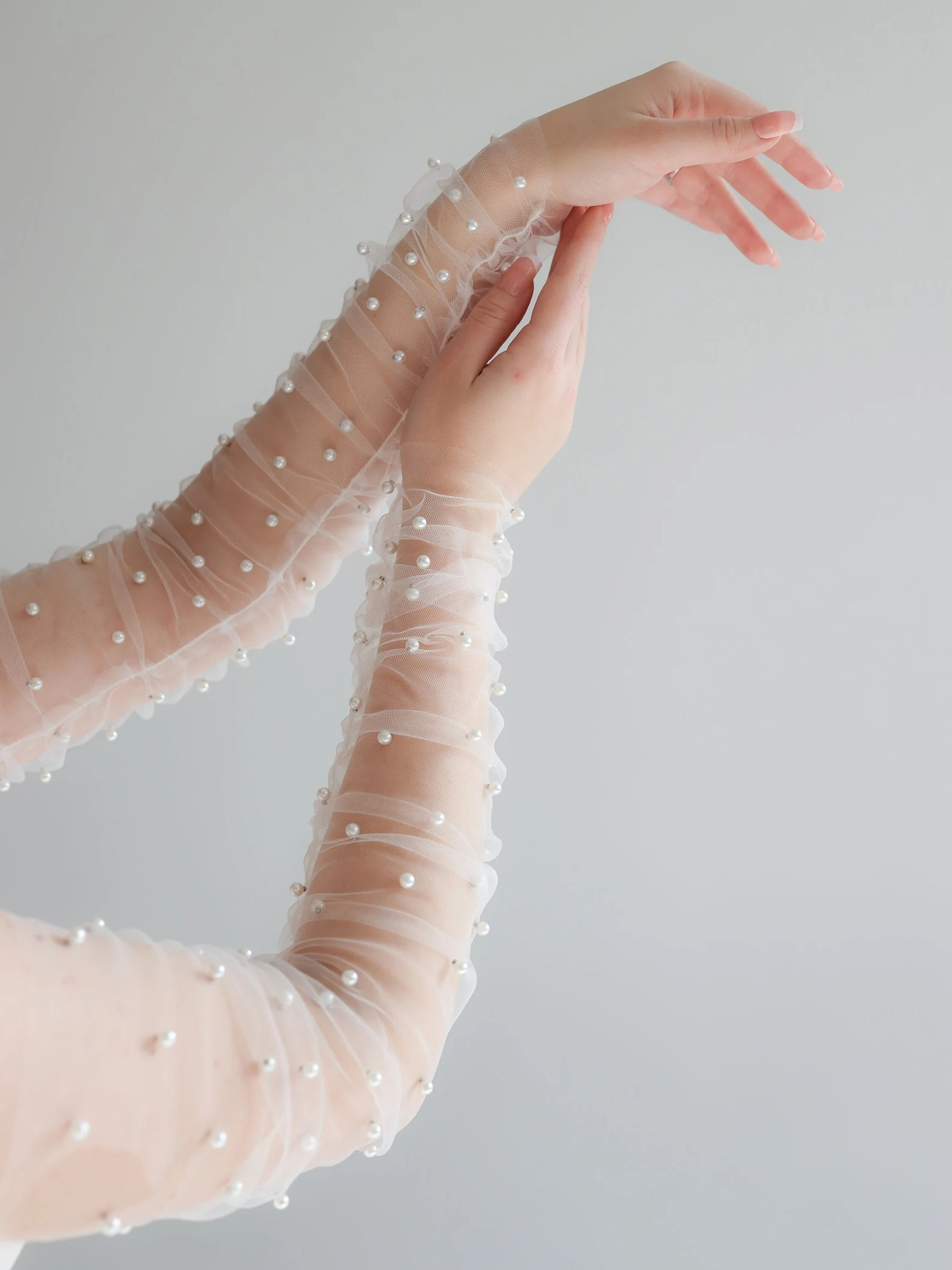 Bridal Sleeves Long Fingerless Gloves Bride Removable Sleeves Pearls - Etsy | Etsy (US)