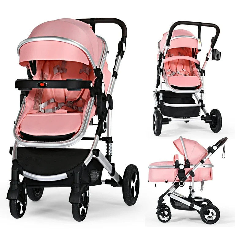 LINLUX Foldable Baby Stroller, Foldable Infant Carriage for Newborn and Infant, 26 Pounds, Pink | Walmart (US)