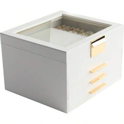 Jewelry Box With Glass Lids,4 Layer Large Jewelry Boxes For Women, Jewelry Holder Organizer For Necklace, Bracelet, Earrings,Storage Gifts For Women ( | SHEIN