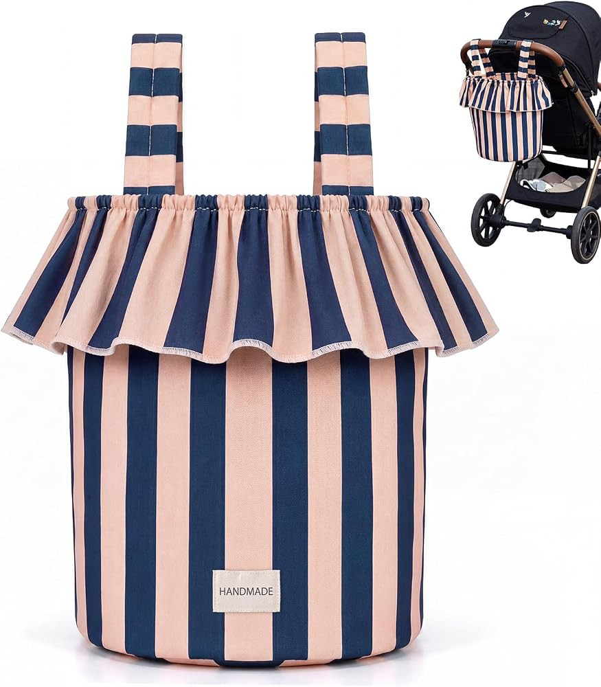Abbylike Ruffle Stroller Bag with Removable Handles, Cotton Stroller Organizer with Waterproof Li... | Amazon (US)